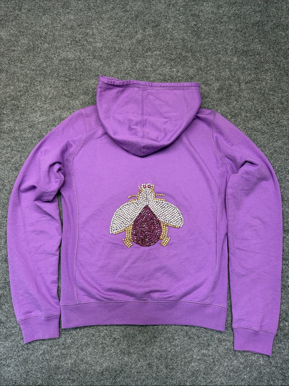 TWISTED HEART Y2K Lavender Zip Hoodie with 🐝